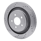 Dynamic Friction 2015-2023 Ford Mustang Rear Left Drilled & Slotted Silver Brake Rotor by Dynamic Friction Company 631-54074L