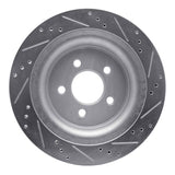 Dynamic Friction 2015-2023 Ford Mustang Rear Left Drilled & Slotted Silver Brake Rotor by Dynamic Friction Company 631-54074L