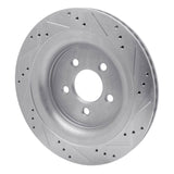 Dynamic Friction 2015-2023 Ford Mustang Rear Left Drilled & Slotted Silver Brake Rotor by Dynamic Friction Company 631-54074L