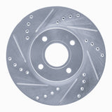 Dynamic Friction 2014-2023 Ford Fiesta (USA/Canada) Front Left Drilled & Slotted Silver Brake Rotor by Dynamic Friction Company 631-54075L