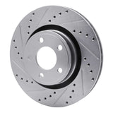 Dynamic Friction 2015-2020 Ford Mustang Front Left Drilled & Slotted Silver Brake Rotor by Dynamic Friction Company 631-54077L