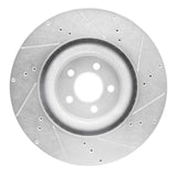 Dynamic Friction 2015-2023 Ford Mustang Front Left Drilled & Slotted Silver Brake Rotor by Dynamic Friction Company 631-54079L