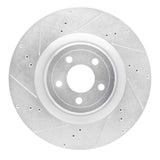 Dynamic Friction 2015-2023 Ford Mustang Front Left Drilled & Slotted Silver Brake Rotor by Dynamic Friction Company 631-54079L