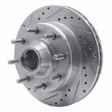 R1 Concepts 1980-1985 Ford E-250 Econoline Club Wagon Front Left Drilled & Slotted Silver Brake Rotor