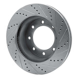 Dynamic Friction 2005-2012 Ford F-350 Super Duty 4WD Front Left Drilled & Slotted Silver Brake Rotor by Dynamic Friction Company 631-54196L
