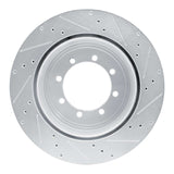 Dynamic Friction 2011-2022 Ford F-450 Super Duty Rear Left Drilled & Slotted Silver Brake Rotor by Dynamic Friction Company 631-54225L