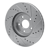 Dynamic Friction 2013-2020 Ford Special Service Police Sedan Front Left Drilled & Slotted Silver Brake Rotor by Dynamic Friction Company 631-54259L