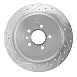 Dynamic Friction 2013-2014 Ford Mustang Rear Left Drilled & Slotted Silver Brake Rotor by Dynamic Friction Company 631-54260L