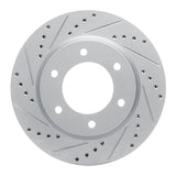 Dynamic Friction 2019-2025 Ford Bronco Front Left Drilled & Slotted Silver Brake Rotor by Dynamic Friction Company 631-54275L