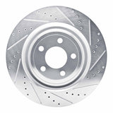 Dynamic Friction 2020-2025 Ford Police Interceptor Utility Rear Right Drilled & Slotted Silver Brake Rotor by Dynamic Friction Company 631-54278R