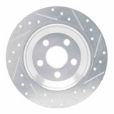 Dynamic Friction 2022-2025 Ford Maverick Rear Left Drilled & Slotted Silver Brake Rotor by Dynamic Friction Company 631-54297L