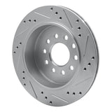 Dynamic Friction 2003-2011 Lincoln Town Car Rear Left Drilled & Slotted Silver Brake Rotor by Dynamic Friction Company 631-55003L