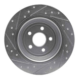 Dynamic Friction 2015-2024 Ford Edge Rear Right Drilled & Slotted Silver Brake Rotor by Dynamic Friction Company 631-55005R