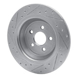 Dynamic Friction 2015-2024 Ford Edge Rear Right Drilled & Slotted Silver Brake Rotor by Dynamic Friction Company 631-55005R