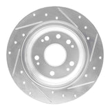 Dynamic Friction 2002-2004 Acura RL Rear Left Drilled & Slotted Silver Brake Rotor by Dynamic Friction Company 631-58018L