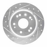 Dynamic Friction 2002-2004 Acura RL Rear Left Drilled & Slotted Silver Brake Rotor by Dynamic Friction Company 631-58018L