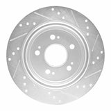 Dynamic Friction 2014-2020 Acura RLX Rear Left Drilled & Slotted Silver Brake Rotor by Dynamic Friction Company 631-58024L