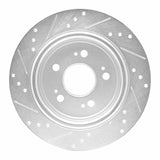 Dynamic Friction 2014-2020 Acura RLX Rear Right Drilled & Slotted Silver Brake Rotor by Dynamic Friction Company 631-58024R