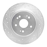 Dynamic Friction 2015-2025 Acura ADX Rear Left Drilled & Slotted Silver Brake Rotor by Dynamic Friction Company 631-58029L
