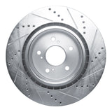 Dynamic Friction 2021-2025 Acura TLX Front Left Drilled & Slotted Silver Brake Rotor by Dynamic Friction Company 631-58035L