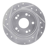 Dynamic Friction 2005-2022 Acura TSX Rear Left Drilled & Slotted Silver Brake Rotor by Dynamic Friction Company 631-59032L
