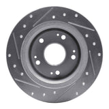 Dynamic Friction 2005-2022 Acura ILX Rear Right Drilled & Slotted Silver Brake Rotor by Dynamic Friction Company 631-59032R