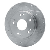 Dynamic Friction 2011-2015 Honda CR-Z Rear Left Drilled & Slotted Silver Brake Rotor by Dynamic Friction Company 631-59035L
