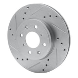 Dynamic Friction 2015-2020 Honda Fit (USA/Canada) Front Left Drilled & Slotted Silver Brake Rotor by Dynamic Friction Company 631-59038L