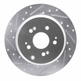 Dynamic Friction 2007-2017 Acura ZDX Rear Left Drilled & Slotted Silver Brake Rotor by Dynamic Friction Company 631-59054L