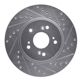 Dynamic Friction 2007-2016 Acura RDX Front Right Drilled & Slotted Silver Brake Rotor by Dynamic Friction Company 631-59055R