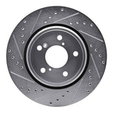 Dynamic Friction 2015-2025 Acura MDX Front Left Drilled & Slotted Silver Brake Rotor by Dynamic Friction Company 631-59058L