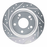 Dynamic Friction 2017-2025 Acura Integra Rear Left Drilled & Slotted Silver Brake Rotor by Dynamic Friction Company 631-59067L