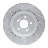 Dynamic Friction 2015-2021 Mercedes-Benz S550 Rear Right Drilled & Slotted Silver Brake Rotor by Dynamic Friction Company 631-63165R