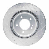Dynamic Friction 2019-2025 Mercedes-Benz G580 Rear Left Drilled & Slotted Silver Brake Rotor by Dynamic Friction Company 631-63177L