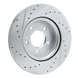 Dynamic Friction 2019-2025 Mercedes-Benz G580 Rear Right Drilled & Slotted Silver Brake Rotor by Dynamic Friction Company 631-63177R