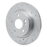 Dynamic Friction 2019-2026 Mercedes-Benz CLA200 (Mexico) Rear Left Drilled & Slotted Silver Brake Rotor by Dynamic Friction Company 631-63184L