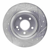 Dynamic Friction 2019-2026 Mercedes-Benz CLA200 (Mexico) Rear Left Drilled & Slotted Silver Brake Rotor by Dynamic Friction Company 631-63184L