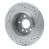 Dynamic Friction 2002-2010 Saab 9-5 Rear Left Drilled & Slotted Silver Brake Rotor by Dynamic Friction Company 631-65014L