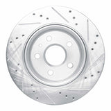 Dynamic Friction 2010-2025 Buick LaCrosse Rear Left Drilled & Slotted Silver Brake Rotor by Dynamic Friction Company 631-65024L