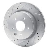 Dynamic Friction 2005-2025 Infiniti G25 Rear Left Drilled & Slotted Silver Brake Rotor by Dynamic Friction Company 631-67055L