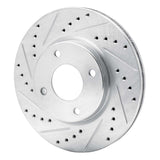 Dynamic Friction 2007-2014 Nissan Versa Front Left Drilled & Slotted Silver Brake Rotor by Dynamic Friction Company 631-67056L