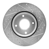 Dynamic Friction 2007-2014 Nissan Versa Front Left Drilled & Slotted Silver Brake Rotor by Dynamic Friction Company 631-67056L