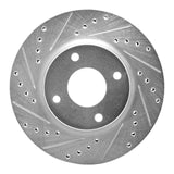 Dynamic Friction 2007-2014 Nissan Versa Front Left Drilled & Slotted Silver Brake Rotor by Dynamic Friction Company 631-67056L