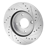 Dynamic Friction 2007-2014 Nissan Versa Front Left Drilled & Slotted Silver Brake Rotor by Dynamic Friction Company 631-67056L