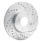 Dynamic Friction 2007-2014 Nissan Cube Front Right Drilled & Slotted Silver Brake Rotor by Dynamic Friction Company 631-67056R