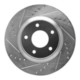 Dynamic Friction 2007-2015 Nissan Sentra Front Left Drilled & Slotted Silver Brake Rotor by Dynamic Friction Company 631-67058L