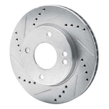 Dynamic Friction 2007-2017 Nissan Tiida (Mexico) Front Left Drilled & Slotted Silver Brake Rotor by Dynamic Friction Company 631-67062L