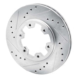 R1 Concepts 1985-2002 Nissan Frontier Front Left Drilled & Slotted Silver Brake Rotor