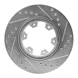 R1 Concepts 1985-2002 Nissan Frontier Front Left Drilled & Slotted Silver Brake Rotor