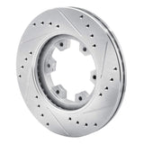 R1 Concepts 1985-2002 Nissan Frontier Front Left Drilled & Slotted Silver Brake Rotor